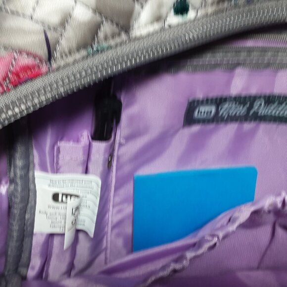 Lug Mini Puddle Jumper Travel Bag Tote   Crossbody Gray Floral Pocket Storage - Picture 12 of 12